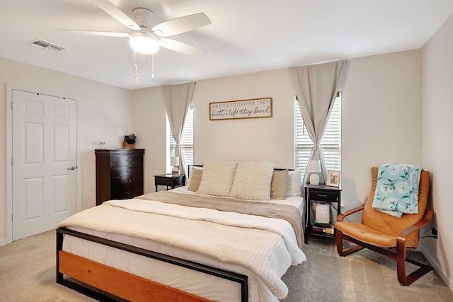 bedroom featuring ceiling fan