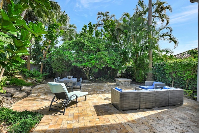 view of patio with an outdoor living space