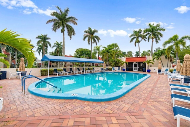 view of pool featuring a patio