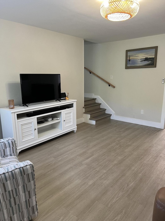 living room featuring light wood-type flooring