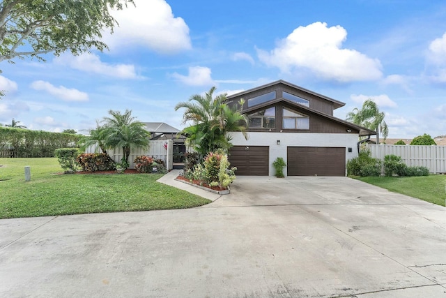 view of front of house featuring a front yard and a lanai