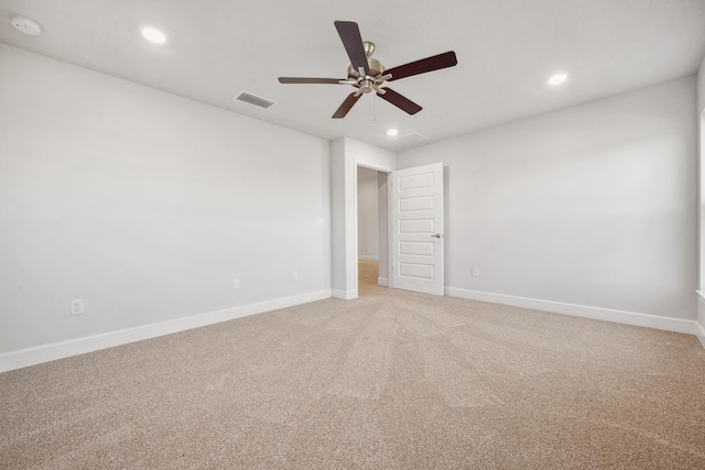 unfurnished bedroom featuring carpet floors and ceiling fan