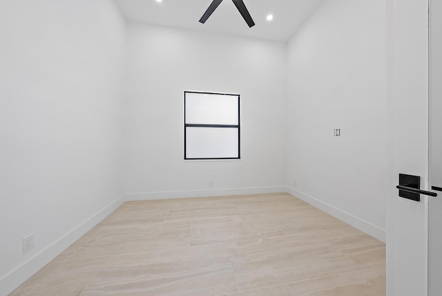 unfurnished room with ceiling fan