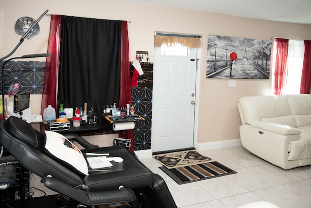 interior space featuring tile patterned flooring