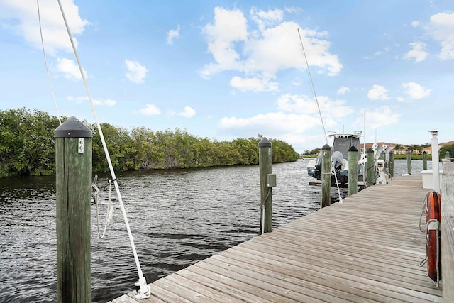 view of dock featuring a water view