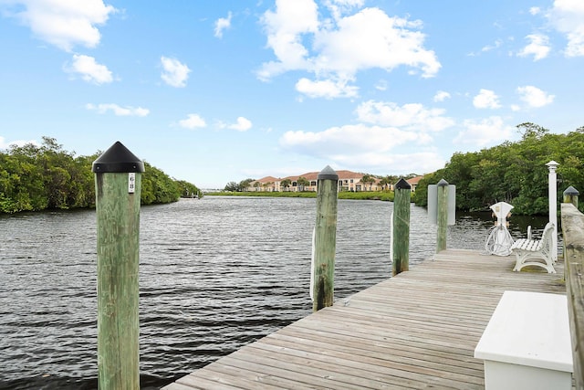 view of dock featuring a water view