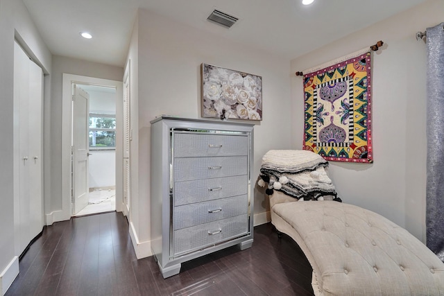 bedroom featuring dark hardwood / wood-style floors