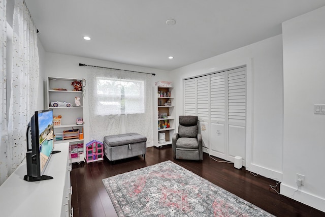 living area featuring dark hardwood / wood-style floors