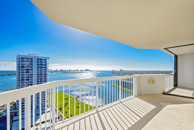 balcony with a water view