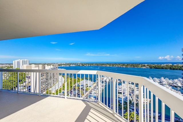 balcony with a water view