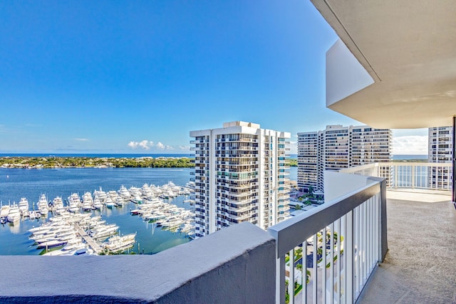 balcony with a water view