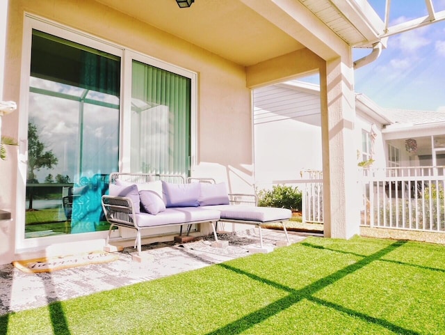 exterior space with an outdoor living space