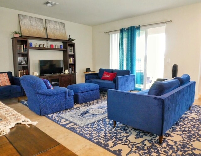 view of tiled living room