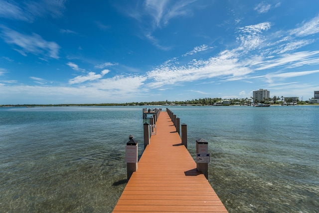 view of dock featuring a water view