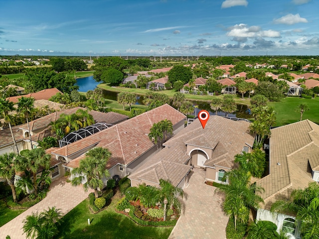 bird's eye view featuring a water view