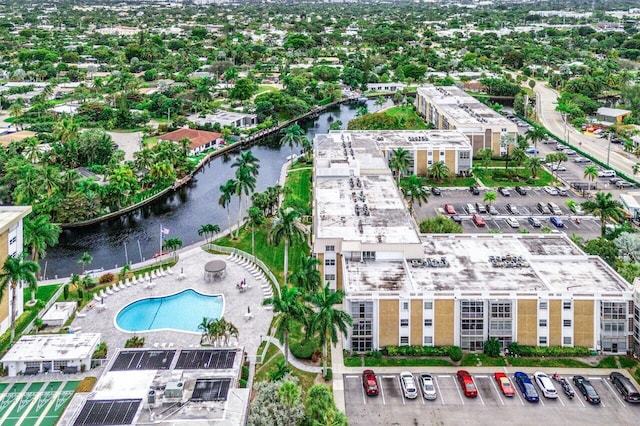 bird's eye view featuring a water view