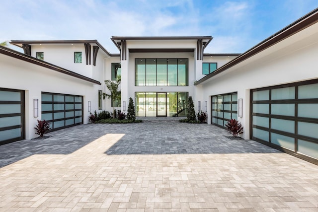 contemporary home featuring a garage