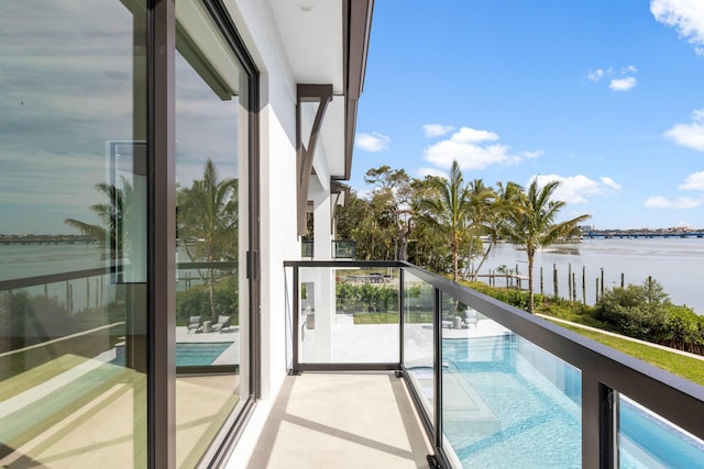 balcony with a water view