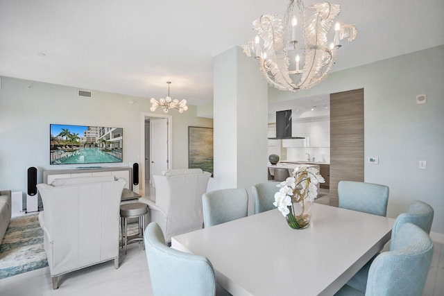 dining room featuring a notable chandelier