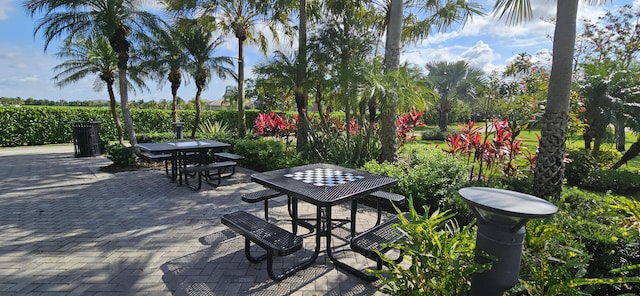 view of community featuring a patio