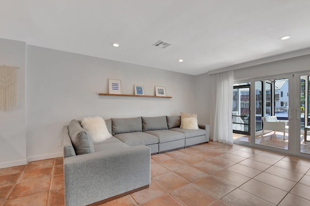 view of tiled living room