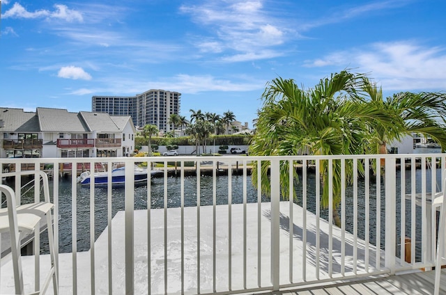 view of gate featuring a water view