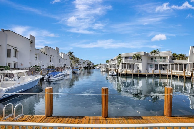 dock area featuring a water view