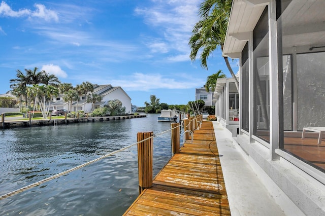 view of dock featuring a water view