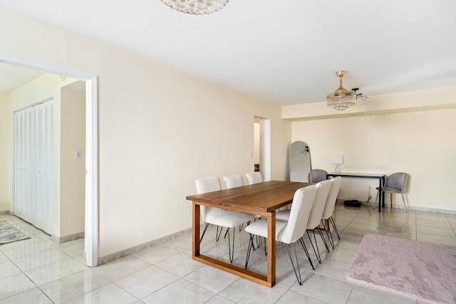 dining room with light tile patterned floors