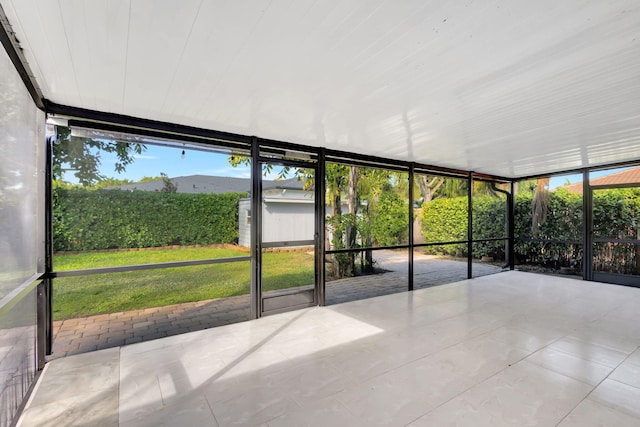 view of unfurnished sunroom