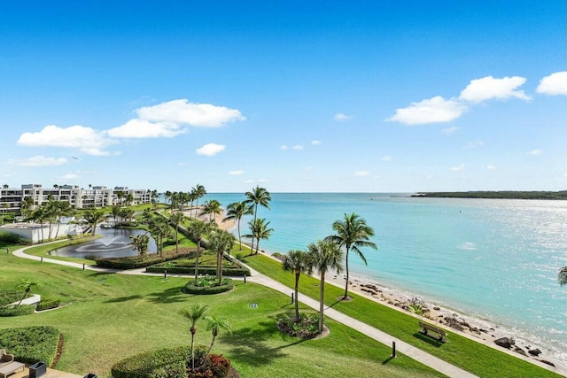 property view of water with a beach view