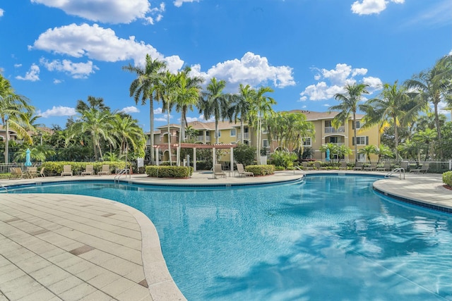 view of pool featuring a patio