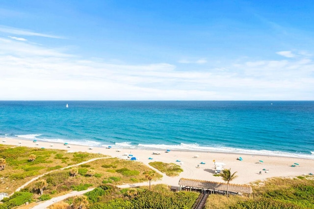 property view of water featuring a view of the beach