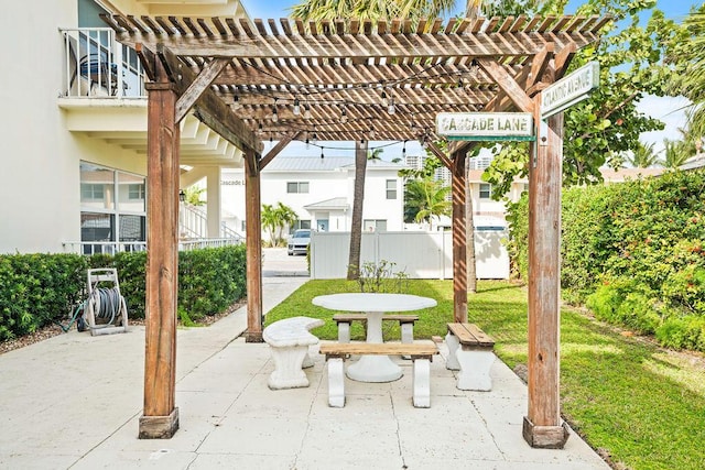 view of patio / terrace featuring a pergola