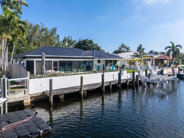 view of dock featuring a water view