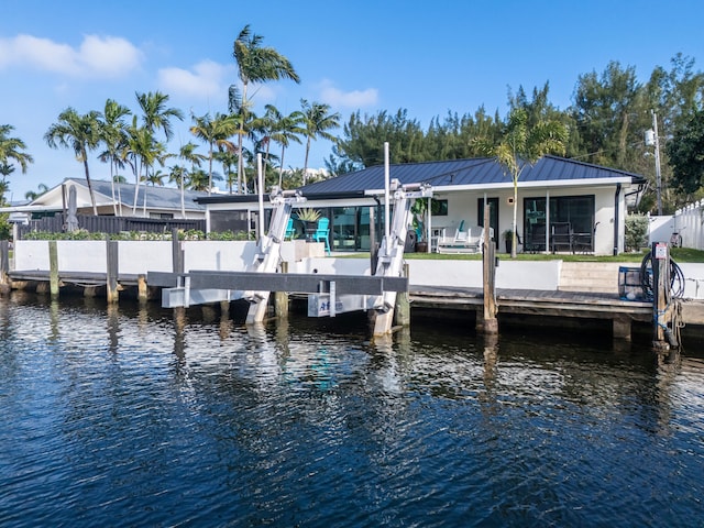 view of dock featuring a water view