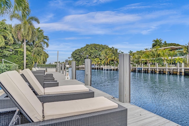 view of dock featuring a water view