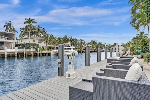 view of dock featuring a water view