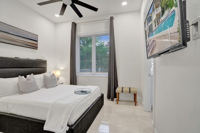 bedroom featuring ceiling fan