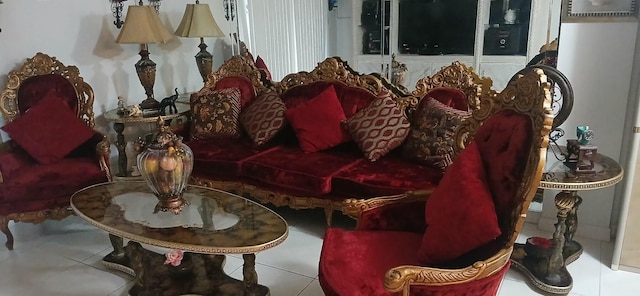 view of tiled living room