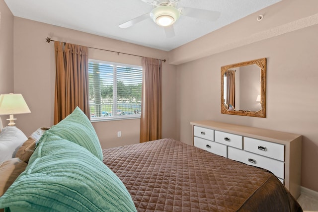 bedroom featuring ceiling fan