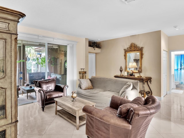 view of tiled living room