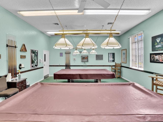 game room featuring ceiling fan and pool table