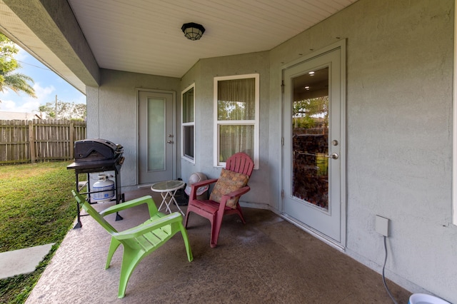 view of patio with area for grilling