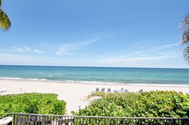 property view of water with a beach view