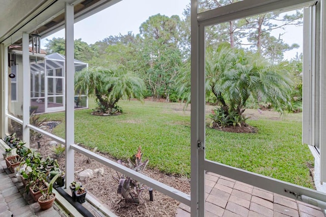 interior space featuring glass enclosure