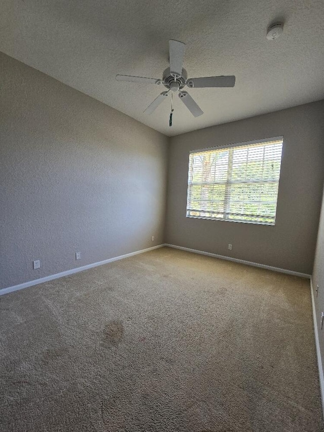 carpeted empty room featuring a textured ceiling