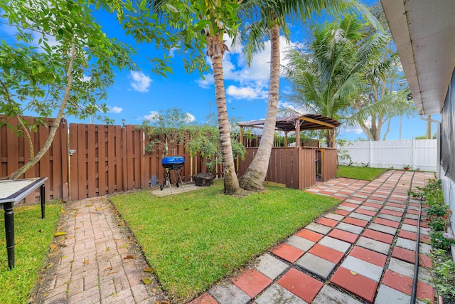 view of yard with a gazebo