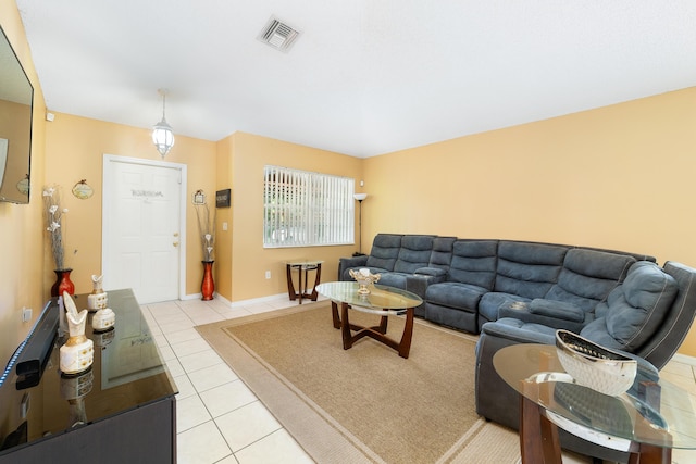 view of tiled living room