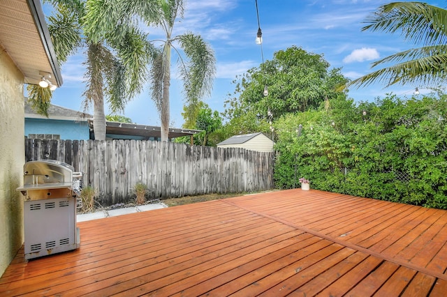 wooden deck with a grill